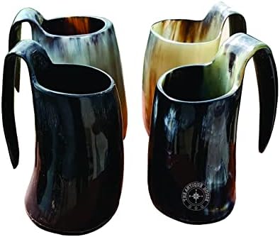 4 Set Viking İçme Boynuz Kupa 3 İnç Bira Mead Şarap Vintage Stil Bira Bardağı Düğün Hediyesi