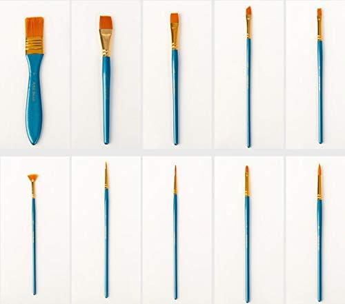 CZDYUF 10 Adet Naylon Saç Yağı Akrilik Suluboya Resim Fırça Seti W/Fermuar Durumda (Renk: Mavi)