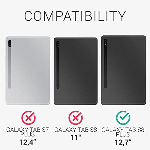 kwmobile TPU Silikon Kılıf Samsung Galaxy Tab ile Uyumlu S8 Plus-Case Yumuşak Esnek Şok Emici Kapak-Siyah Mat