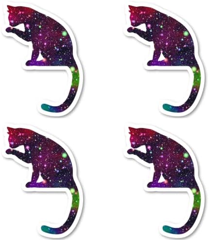 Kedi Oturma Sticker Parlak Galaxy Çıkartmalar - 2 Paket - Dizüstü Çıkartmalar-2.5 Vinil Çıkartması-Dizüstü Bilgisayar,