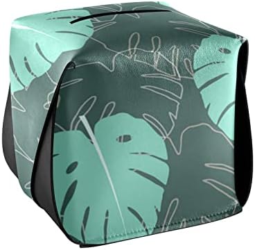 Tropikal Palmiye Yaprakları Doku Kutusu Kapağı Dikdörtgen Deri Doku kutusu tutacağı Saplı kutu mendil dağıtıcı Banyo