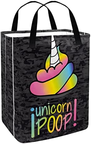 Unicorn Poop Komik Baskı Katlanabilir çamaşır sepeti, 60L Su Geçirmez çamaşır sepetleri çamaşır Kutusu Giysi Oyuncak
