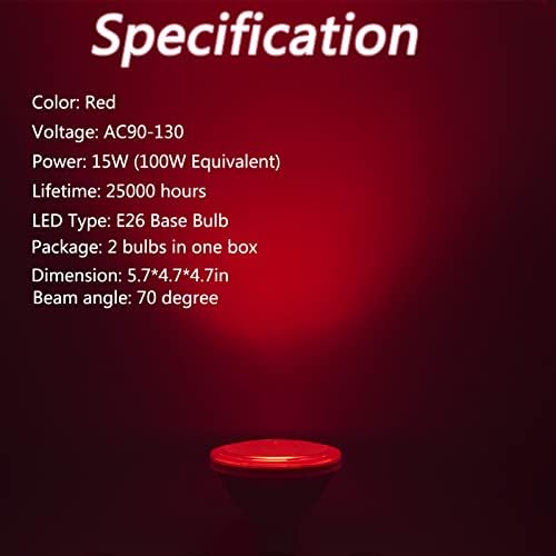 Kırmızı LED PAR38 sel ampul, 15 W (100 Watt eşdeğer), E26 baz kırmızı ampul, parti dekorasyon, sundurma, cadılar