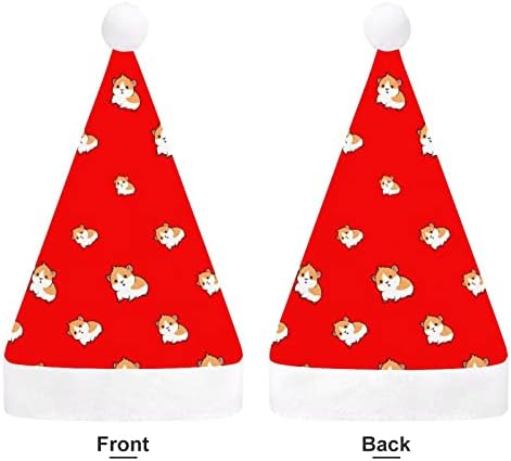 Sevimli Kobay Komik Noel Şapka Noel Baba Şapkaları Kısa Peluş Beyaz Manşetleri Noel Tatil Partisi Dekorasyon Malzemeleri