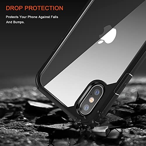 TENDLİN ile Uyumlu iPhone Xs Durumda / iPhone X Durumda Kristal Temizle Sert Geri Yumuşak Tampon Koruyucu Kılıf (Siyah)