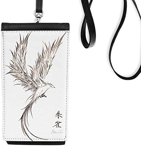 Rosefinch Kroki Fuying Boyama Kuş Fushicho Telefonu Cüzdan çanta Asılı Cep Kılıfı Siyah Cep