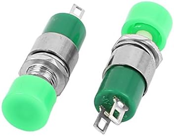 Aexit 2 Adet Anahtarları 7mm Çap Paneli Montaj AC 250 V 1A Anlık SPST Push Button Buton Anahtarları Anahtarı Yeşil
