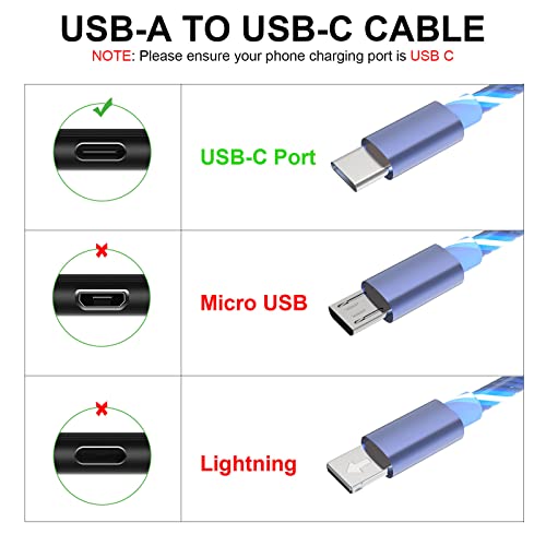 Toxaoıı LED Işıklı USB Tip C Şarj Kablosu, Android USB C Şarj Kablosu Kablosu Jabra Elite 75t, Elite 85t, Sony SRS-XB43