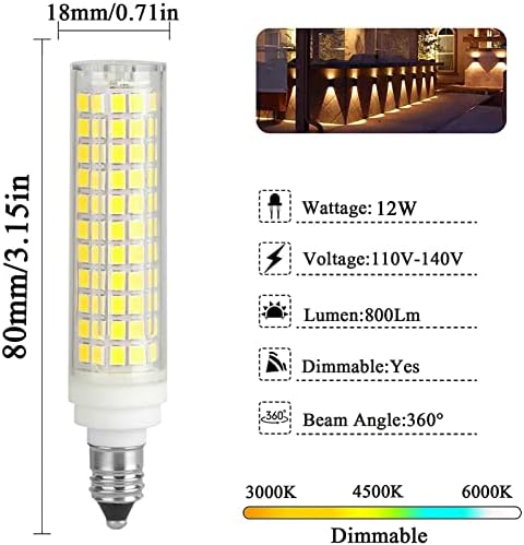 2 Paket Kısılabilir E11 LED Ampuller 10W, Halojen Ampullere Eşdeğer 100W, 120V 360º Işın Açısı İç Mekan Avizeleri