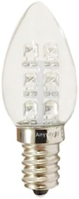 Anyray A-C7E12LCW LED Gece Lambası, 0.5 Watt C7 (4 W 5 W 7 W Değiştirme) 110 V E12 Şamdan Taban Rengi 120 V (Soğuk
