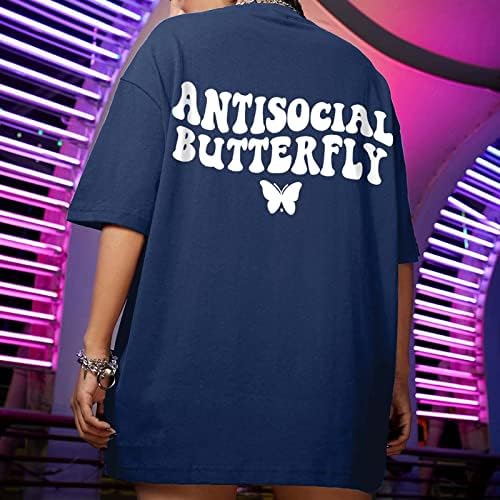 Ekip Boyun Yaz Bayan T-Shirt Kısa Kollu Grafik Hafif Tişörtü Gevşek Fit Moda Rahat Klasik