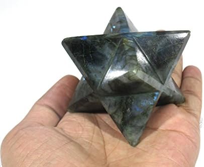 Excel Labradorit Merkaba Yıldız Büyük Kristal Kutsal Geometri Kuvars Reiki Noktası 8 Şifa