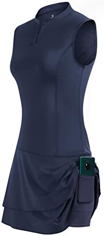 JACK SMİTH Kadın Atletik Elbiseler Şort Kolsuz Golf Tenis Elbise Cepler