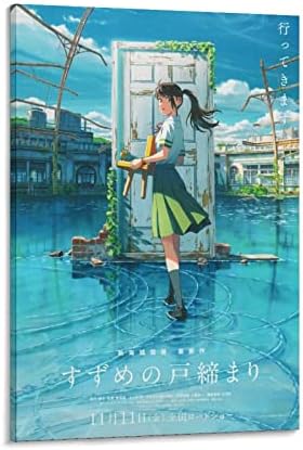 Suzume Hiçbir Tojimari Anime Film Posteri Tuval Boyama Duvar Sanatı Erkek Kız Yatak Odası Dekoratif Hediye (2) tuval