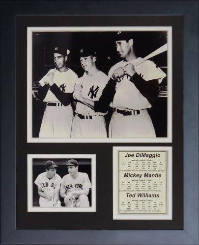 Efsaneler Asla Ölmez Joe DiMaggio, Mickey Mantle ve Ted Williams Çerçeveli Fotoğraf Kolajı, 11 x 14 inç (11091U)