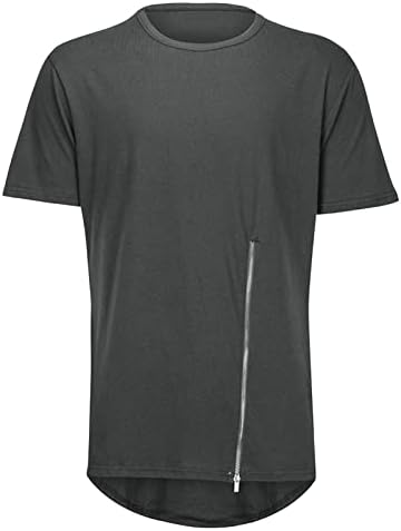 Erkekler Yan Yarıklar Ark Hem T-Shirt Yaz Crewneck Asimetrik Kısa Kollu Hip Hop Streetwear Longline Tops