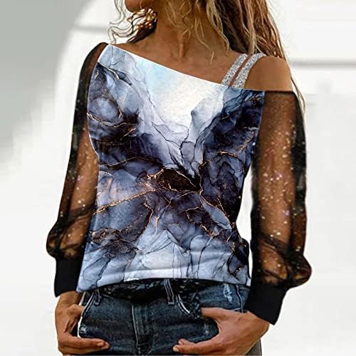 Retro Üstleri Gevşek Klasik Üstleri Bayan Casual Bluz Tops Uzun Kollu V Boyun Üst Tees Desen Baskılı T-Shirt