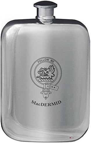 MacDermid Aile Crest Tasarım Cep Hip Flask 6 oz Yuvarlak Cilalı Kalay