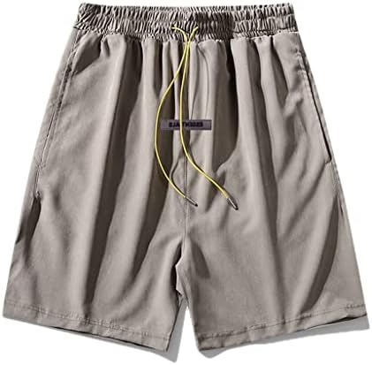 SEASD erkek Şort Yaz Düz Tüp Gevşek Oturan Rahat Pantolon İnce Spor Haki Şort (Renk: E, Boyut: Orta)