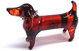El Yapımı Mini Kahverengi Dachshund Köpek Üflemeli Cam Sanatı Evcil Hayvan Havalı Şeyler Koleksiyon Figürler Figürler