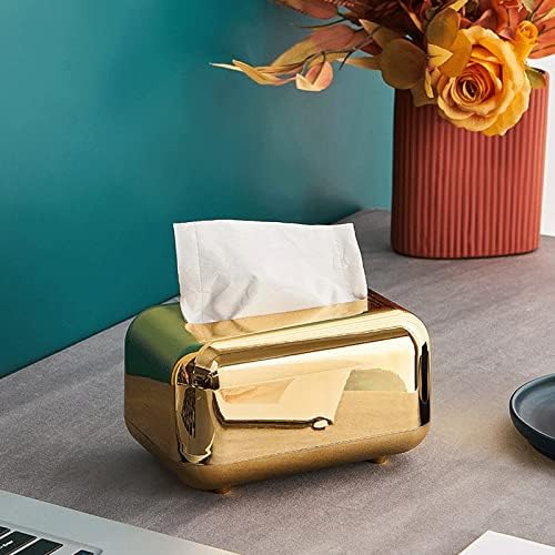 EEQEMG Altın Doku Kutuları Depolama Peçete Tutucu Mutfak Doku Kağıt Durumda OrganizerDesktop Doku Tutucu (Renk: Altın)