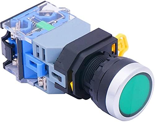 IENYU 22mm 10A 440 V 1NO 1NC DPST Anahtarı Güç Kaynağı Buton Anahtarları ile Yeşil led ışık Gerilim 110 V (Renk: