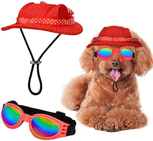 Sebaoyu Köpek Şapka ve Güneş Gözlüğü Yaz Köpek beyzbol şapkası Pet Köpek Visor Şapka Sunbonnet Kıyafet Kulak Delikleri