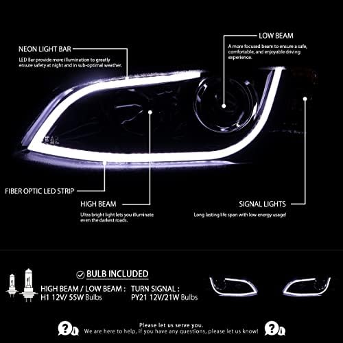 Autozensation ile Uyumlu 2008-2009 Pontiac G8 Siyah Konut Duman Lens Projektör LED Şerit Farlar L + R Çift Far