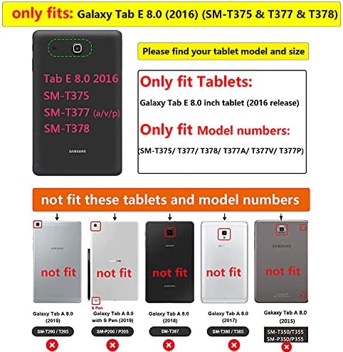 UUcovers T377 Tablet Kılıf Samsung Galaxy Tab için E 8.0 İnç Modeli (SM-T377A/T377V/T377P/T375/T378) PU Deri