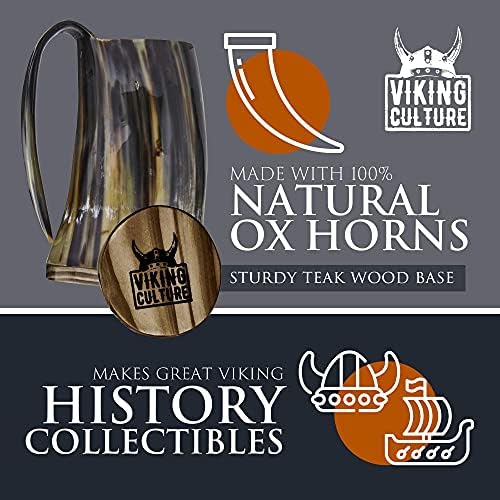 Viking Kültürü Öküz Boynuzu Kupa, Shot Bardağı ve Şişe Açacağı (3 Adet. Set) Otantik 16 oz. Ale, Mead ve Bira Tankard