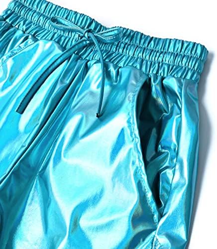 Kadın metalik şort Yoga parlak ışıltılı sıcak ipli kıyafet kısa pantolon