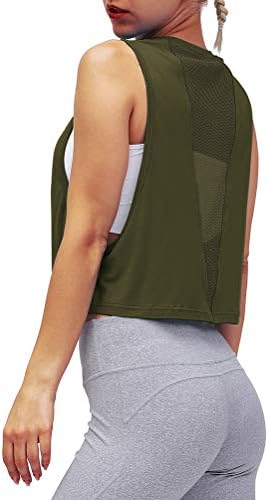 Mıppo Egzersiz Kırpma Üstleri Kadınlar için Mesh Geri Egzersiz Tankı Üstleri Spor koşu tişörtü