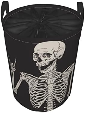 Wozukia İnsan İskeleti çamaşır sepeti Poz Siyah Arka Plan Üzerinde İzole Şeker Kafatası Ölü Cadılar Bayramı Günü