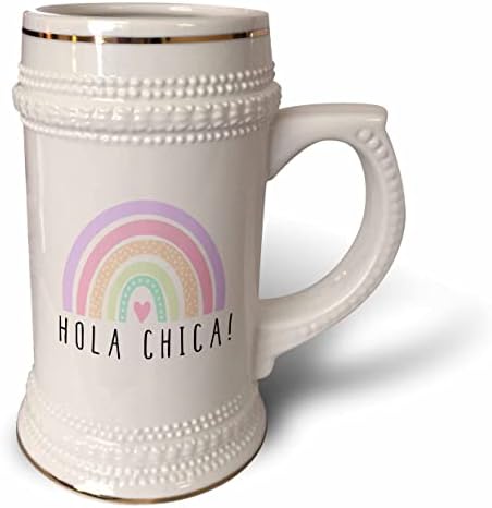 3dRose Hola Chica - İspanyolca Sevimli Renkli Gökkuşağı Merhaba Merhaba Kız... - 22oz Steın Kupa (stn-362995-1)
