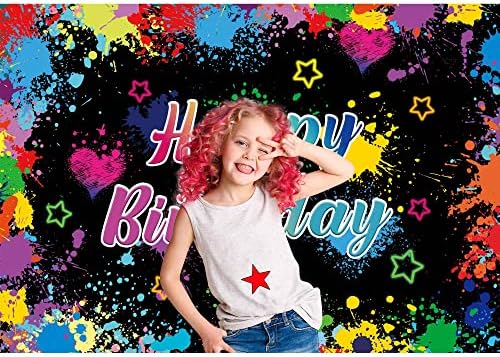 Haboke Neon Karanlık Parti Malzemeleri 5x3ft Mutlu Doğum Günü Zemin Afiş Çocuklar için Doğum Günü Partisi Süslemeleri