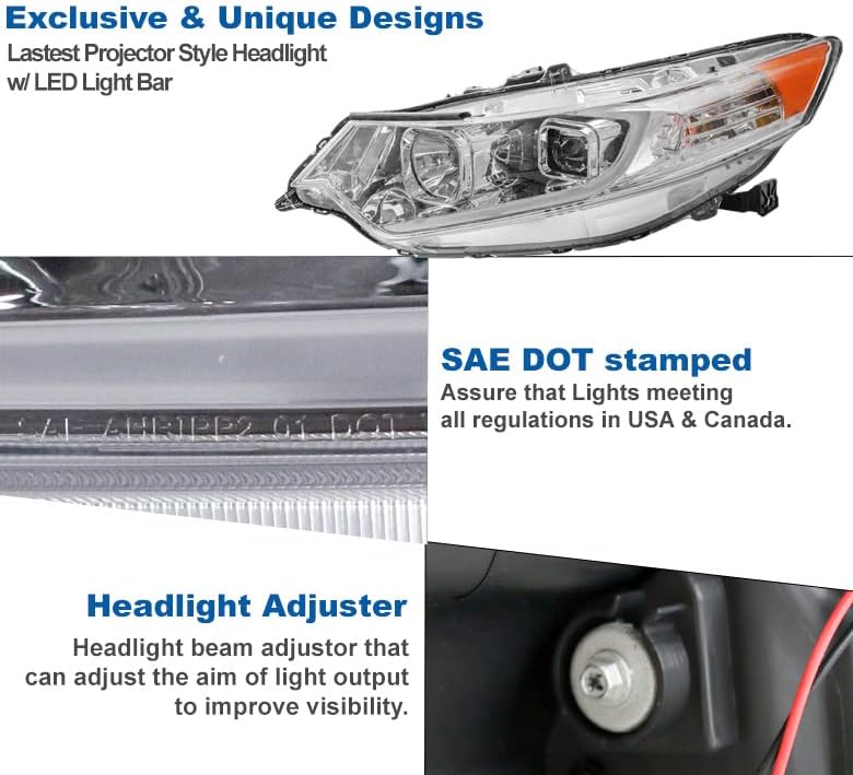 ZMAUTOPARTS LED tüp Krom Projektör Far lambası 6.25 Beyaz LED DRL ışıkları 2009-2014 Acura TSX