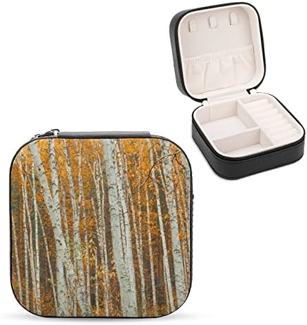 NAHAN Mücevher Kutusu Sonbahar Huş Ağacı Manzara Taşınabilir Seyahat Takı Çantası Takı saklama kutusu Kolye Yüzük