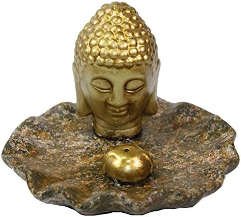 Biz satış vergisi ödemek Feng Shui 5 Yuvarlak Bronz Altın Renk Meditasyon Buda Baş Tütsü Tutucu Heykelcik (F15724)