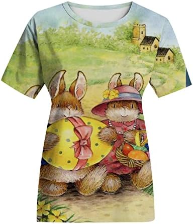 Bayan Paskalya Gömlek Sevimli Çiçek Tavşan T-Shirt Komik Tavşan Baskı Tee Paskalya Hediye Rahat gömlekler Kız Yaz