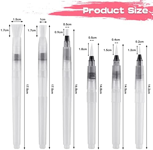GFDFD 6 Adet Düz / İnce Ucu Doldurulabilir Su Fırçaları Su Renk Fırça Kalem Seti Suluboya Boyama cetvel kalemi