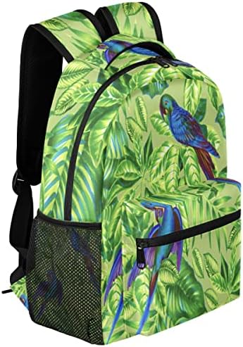 Sevimli Papağan çocuklar için sırt çantası Erkek Kız, Tropikal Yapraklar Hafif okul sırt çantası Öğrenci Okul Çantalarını