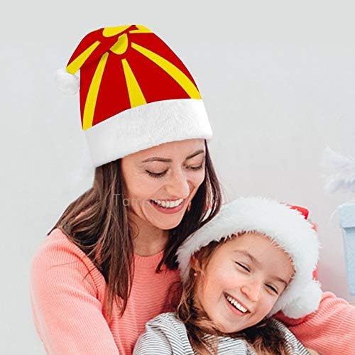 Noel Santa Şapka, Makedonya Bayrağı Noel Tatil Şapka Yetişkinler için, Unisex Konfor noel şapkaları için Yeni Yıl