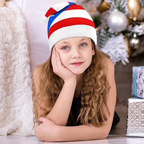 Porto Riko Bayrağı Noel Şapka Kişiselleştirilmiş Santa Şapka Komik Noel Süslemeleri