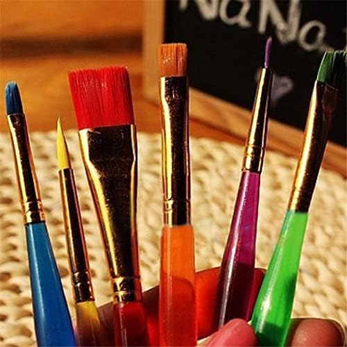WSSBK 6 Renkli Suluboya Boya Fırçaları Farklı Şekil Yuvarlak Sivri Ucu Naylon Saç Boyama Fırça Seti Sanat Malzemeleri