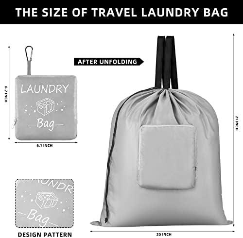 2 Parça Seyahat çamaşır torbası Katlanabilir Kirli Giysiler Çanta ile Kanca 21x20 İnç Katlanabilir Seyahat Ambalaj