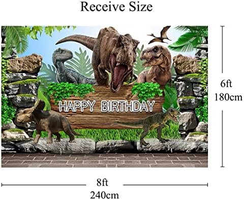 Dinozor Temalı Arka Planında Erkek Tropikal Orman Mutlu Doğum Günü Partisi Fotoğraf Arka Plan Çocuklar Bebek Duş