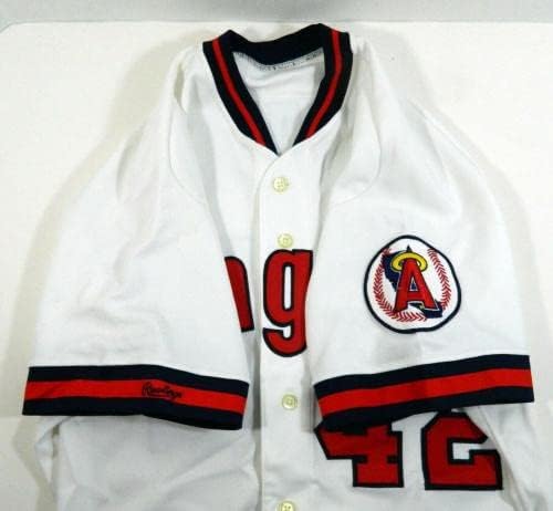 1989 California Angels Terry Clark 42 Oyunu Yayınlandı Beyaz Forma ASG P Kaldırıldı 9-Oyun Kullanılmış MLB Formaları