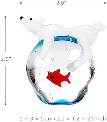 n / a Figürleri ve Minyatürleri Kutup Ayısı ve Balık El Yapımı Hayvan Sanat El Üflemeli Cam Sanatı Vahşi Hayvan Heykelcik