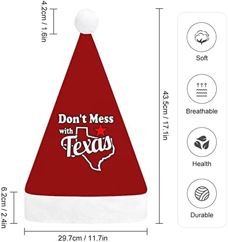 Texas Noel Şapka ile karışıklık yok Yumuşak Peluş Santa Kap Komik Bere Noel Yeni Yıl Şenlikli Parti için