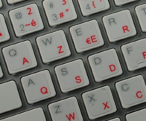 Masaüstü, Dizüstü Bilgisayar ve Dizüstü Bilgisayar için Şeffaf Arka Plan Arka Planında kırmızı Harfli Fransızca AZERTY